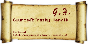 Gyurcsánszky Henrik névjegykártya