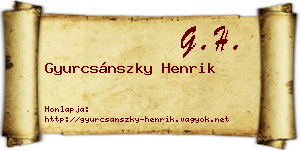 Gyurcsánszky Henrik névjegykártya